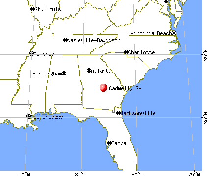 Cadwell, Georgia map