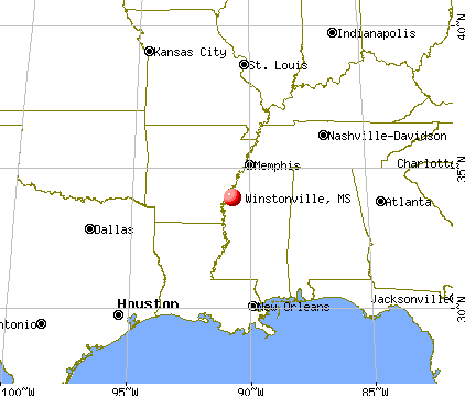Winstonville, Mississippi map