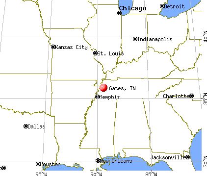Gates, Tennessee map