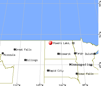 Powers Lake, North Dakota map