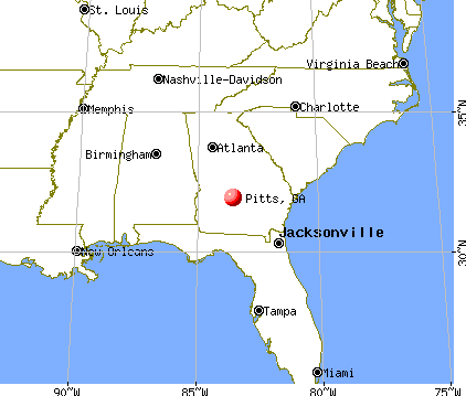 Pitts, Georgia map