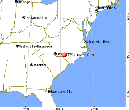 Five Points, North Carolina map