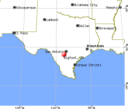 Bigfoot, Texas map