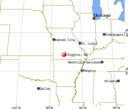 Diggins, Missouri map