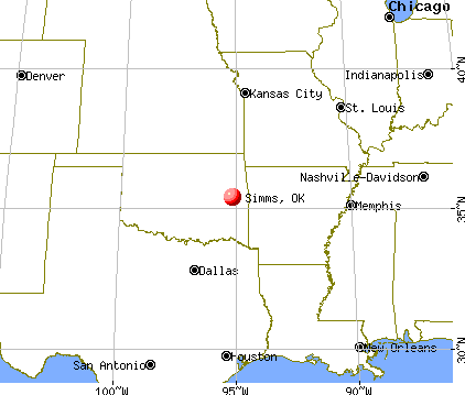 Simms, Oklahoma map