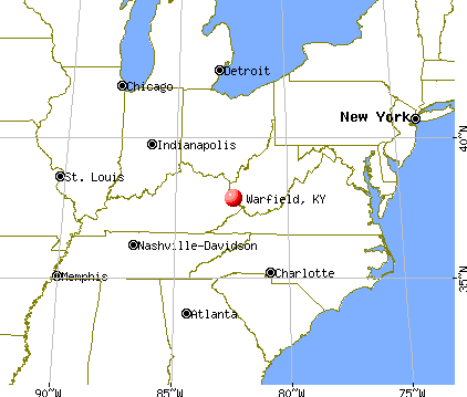 Warfield, Kentucky map