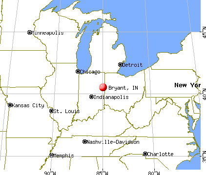 Bryant, Indiana map