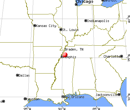 Braden, Tennessee map