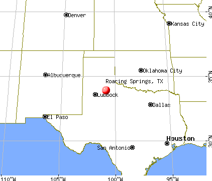 Roaring Springs, Texas map