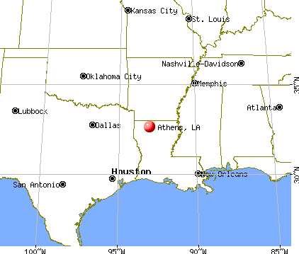 Athens, Louisiana map
