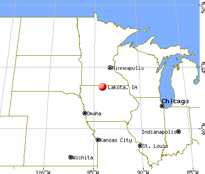 Lakota, Iowa map