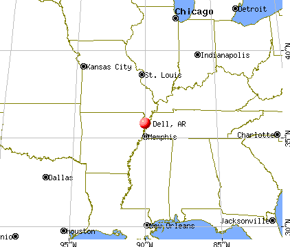 Dell, Arkansas map