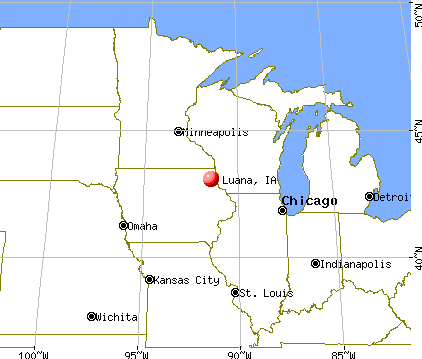 Luana, Iowa map