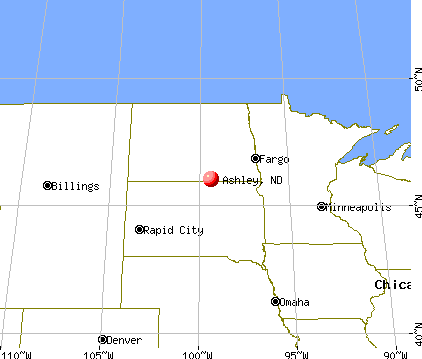 Ashley, North Dakota map