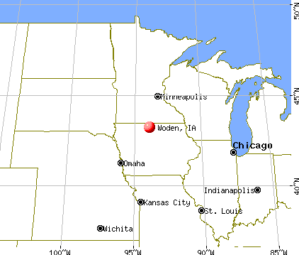 Woden, Iowa map