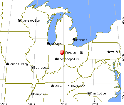 Poneto, Indiana map