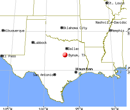 Bynum, Texas map