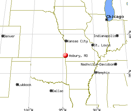 Asbury, Missouri map