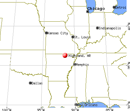 Highland, Arkansas map