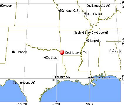 Red Lick, Texas map