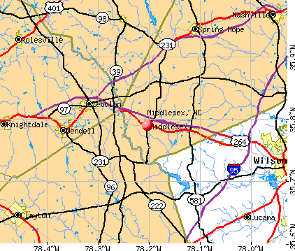 Middlesex, NC map