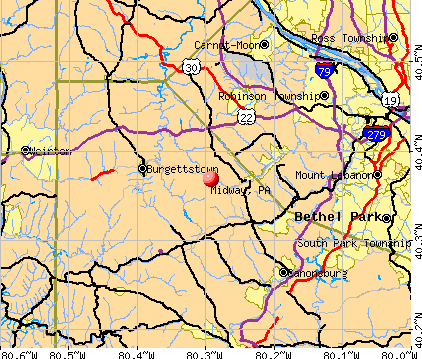 Midway, PA map