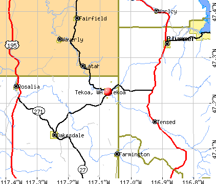 Tekoa, WA map