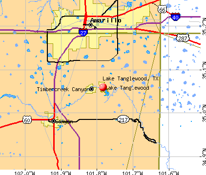 Lake Tanglewood, TX map
