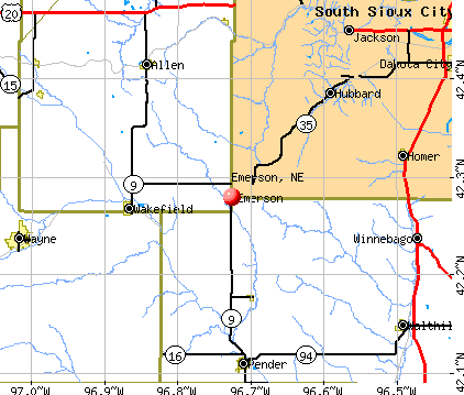 Emerson, NE map