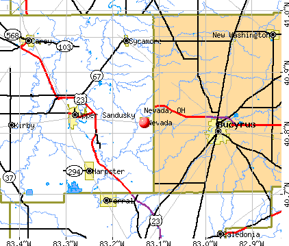 Nevada, OH map