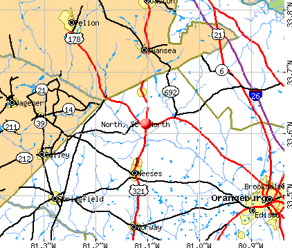 North, SC map