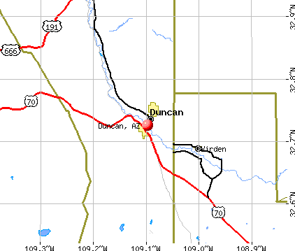 Duncan, AZ map