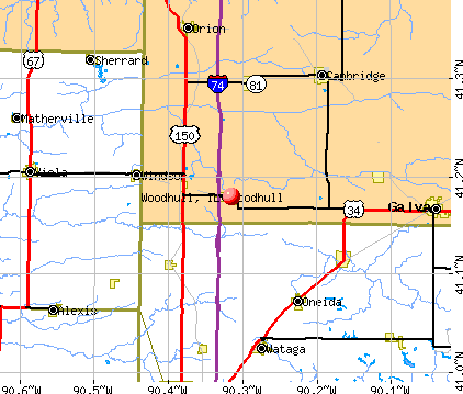 Woodhull, IL map