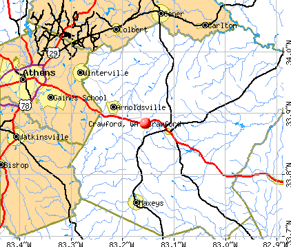 Crawford, GA map