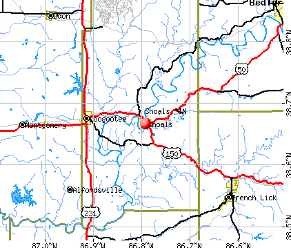 Shoals, IN map