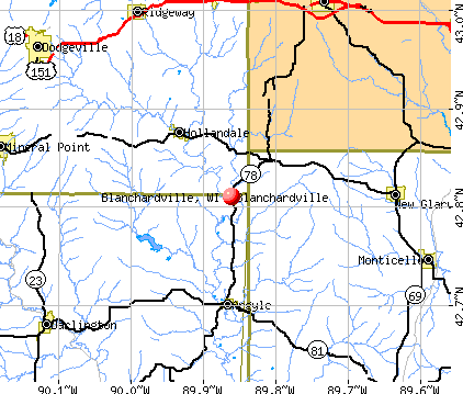 Blanchardville, WI map