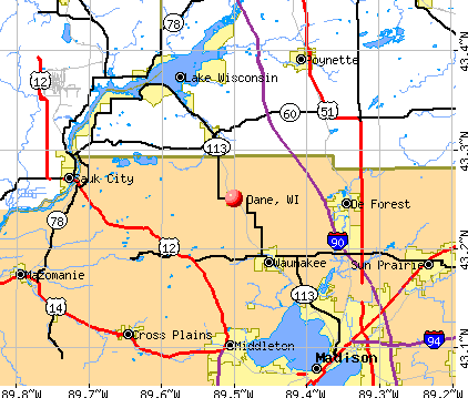 Dane, WI map