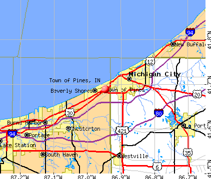 Town of Pines, IN map