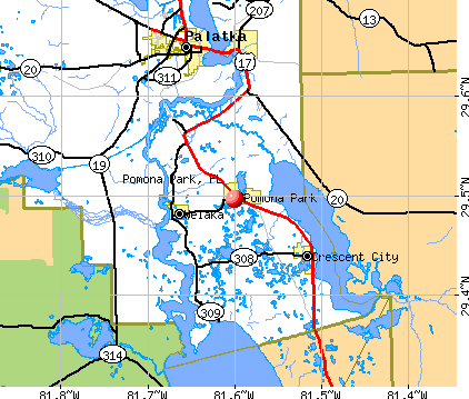 Pomona Park, FL map