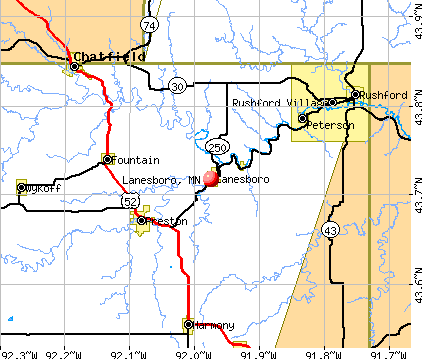 Lanesboro, MN map
