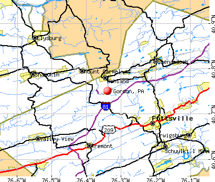 Gordon, PA map