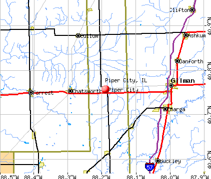Piper City, IL map
