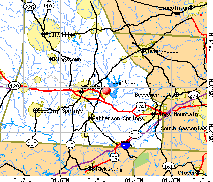 Light Oak, NC map