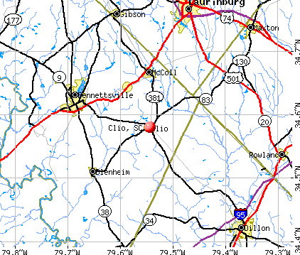 Clio, SC map