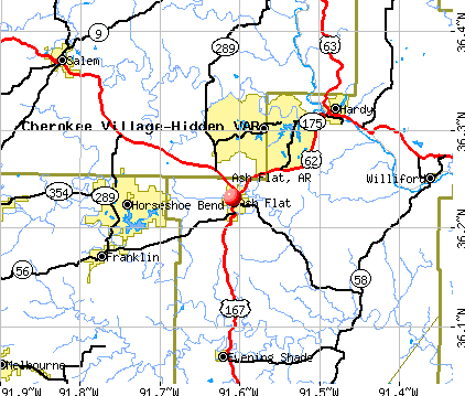 Ash Flat, AR map