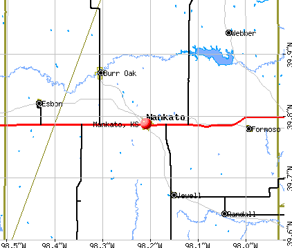 Mankato, KS map