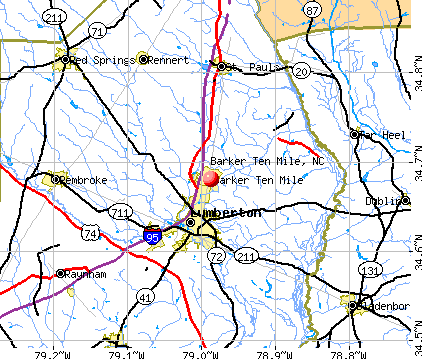 Barker Ten Mile, NC map
