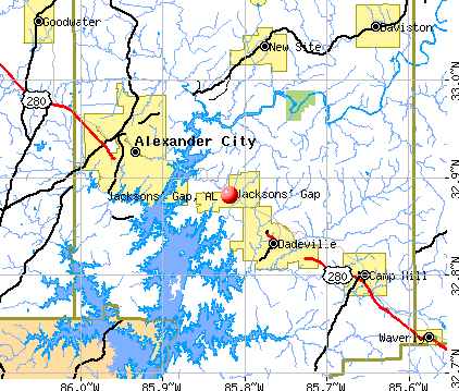 Jacksons' Gap, AL map
