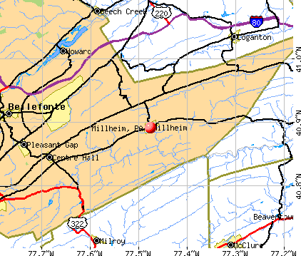 Millheim, PA map