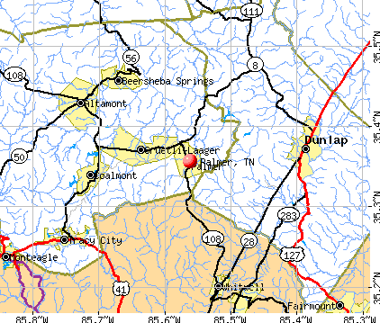 Palmer, TN map